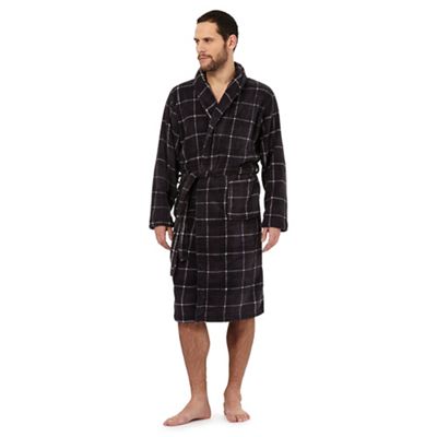 Big and tall grey checked fleece dressing gown